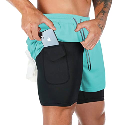 Surenow Mens Running Shorts，Workout Running Shorts for Men，2-in-1 Stealth Shorts，7-Inch Gym Yoga Outdoor Sports Shorts