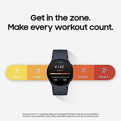 SAMSUNG Galaxy Watch 6 Montre intelligente Bluetooth 40 mm, tracker d'activité, zones RH personnalisées, coaching avancé du sommeil, moniteur cardiaque, capteur BIA, informations sur la santé et le bien-être, grand écran, version américaine, graphite 