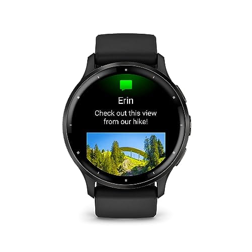 Garmin Venu 3 Slate Bisel de acero inoxidable Pantalla táctil AMOLED de 1,4 pulgadas Reloj inteligente con caja negra de 45 mm y correa de silicona 