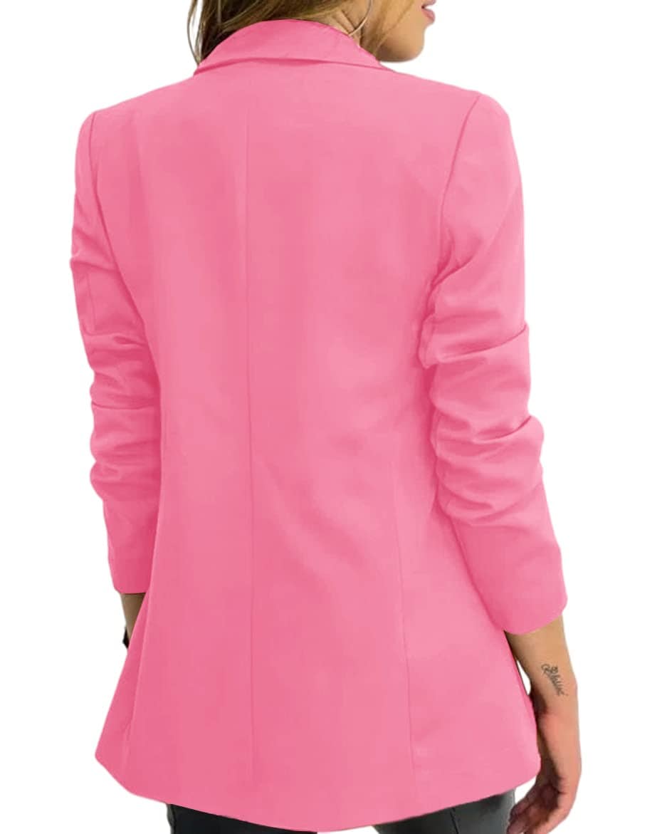 Hdieso Veste blazer décontractée à manches longues et boutons pour femme - Couleur unie 