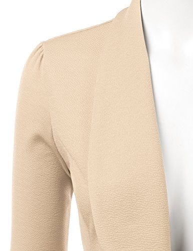 DOUBLJU Blazer léger et fin à manches 3/4 ouvert sur le devant - Veste déconstruite décontractée pour femme - Vêtements de grande taille 