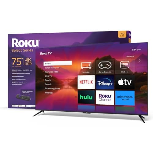 Roku 50" Select Series 4K HDR Smart RokuTV con control remoto por voz mejorado, imagen 4K brillante, brillo automático y transmisión fluida 