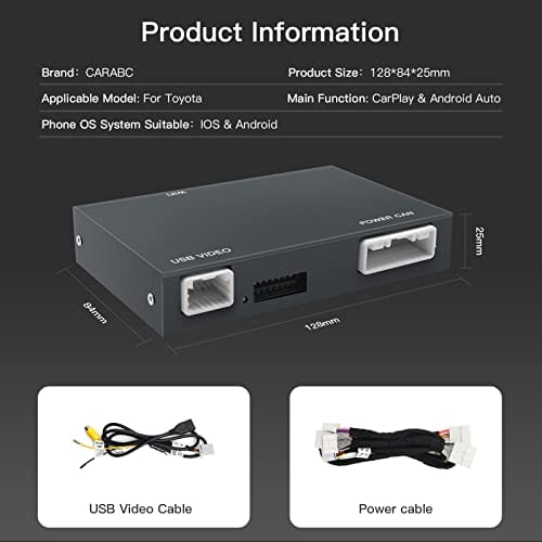 CARabc Adaptateur Carplay Android Auto sans fil pour Toyota avec Entune2.0 2014-2019, compatible avec Tundra/Highlander/RAV4/Tacoma/Camry/Corolla/Avalon/Prius/CH-R/Sienna, Argent 