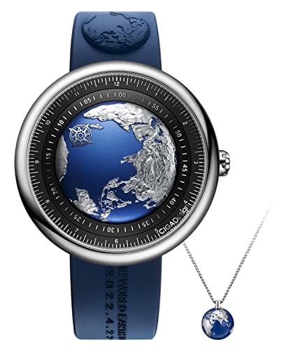 CIGA Design Reloj mecánico automático Serie Blue Planet U Caja de acero inoxidable/titanio/cerámica Cristal de zafiro Caucho fluorado/Correa de cerámica Relojes Regalos para hombres y mujeres 