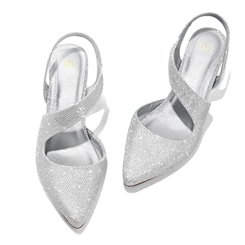 mysoft Zapatos de tacón bajo para mujer, 2.0 in, punta puntiaguda, zapatos de vestir para fiesta de boda 