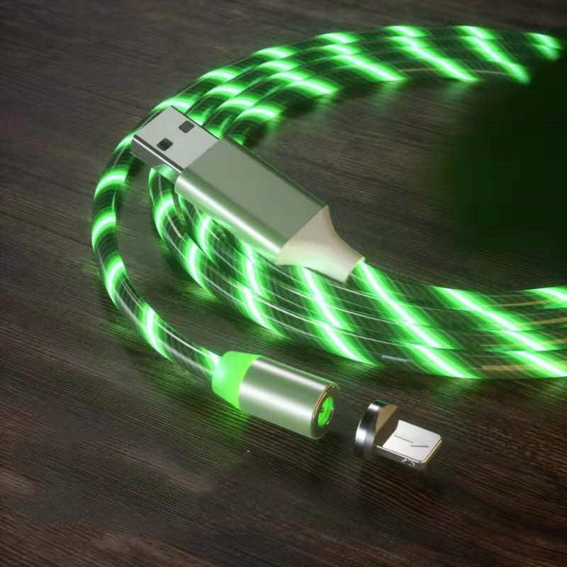 Magnetic Charging Cable Streamer Fast Charging Cable Lighting Micro USB Cable LED Magnet Charger Type-C Cable.