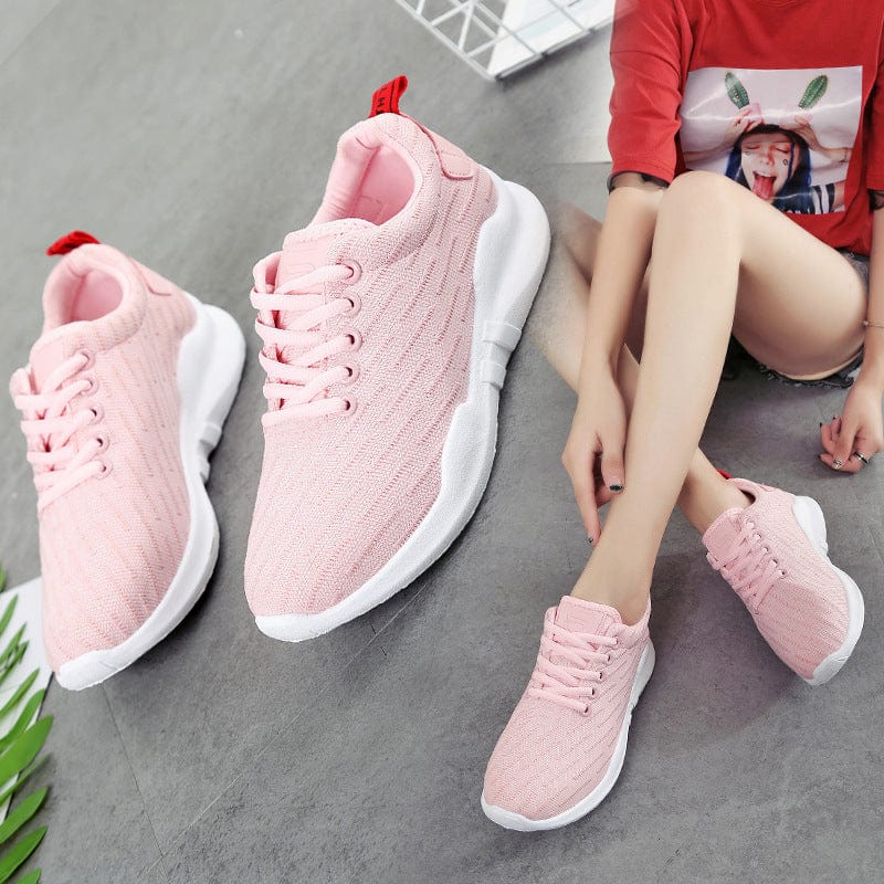 Zapatillas de deporte de punto transpirables de estilo coreano para mujer