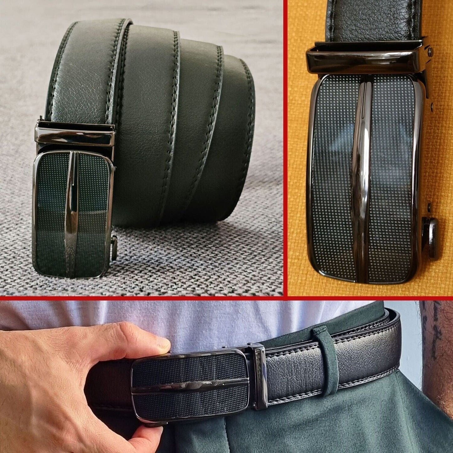 Ceinture à cliquet pour hommes ceinture en cuir pour hommes avec boucle coulissante ceintures à cliquet pour hommes USA