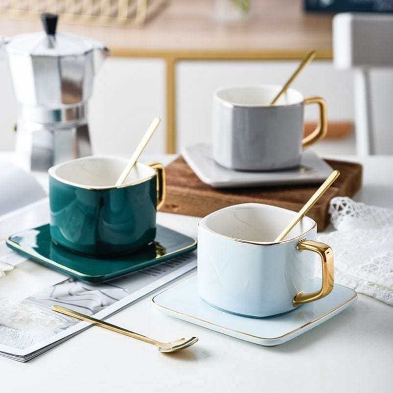 Taza americana de hielo, juego de platillos de Taza de Café de Cerámica, taza de té de la tarde, taza de agua para el hogar, Simple