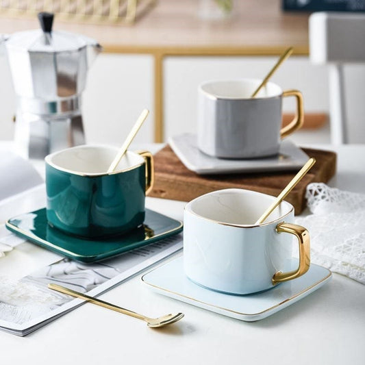 Tasse à glace américaine en céramique, ensemble de soucoupes à café, tasse à thé de l'après-midi, tasse d'eau domestique Simple