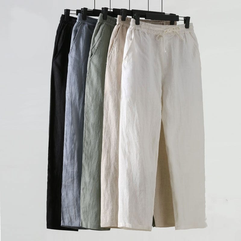 Men's Loose Plus Size Cotton And Linen Cropped Casual Pants