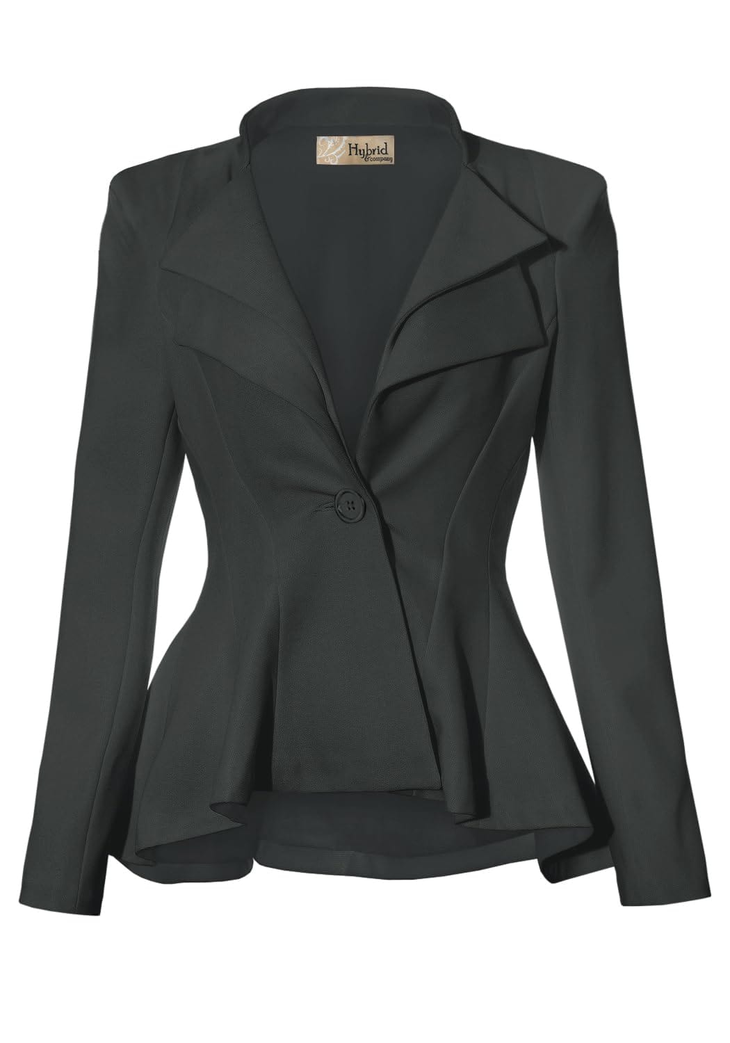 Hybrid &amp; Company - Blazer cómodo para mujer, estilo informal, para trabajo, oficina, doble muesca, solapa afilada, hombrera, con un solo botón