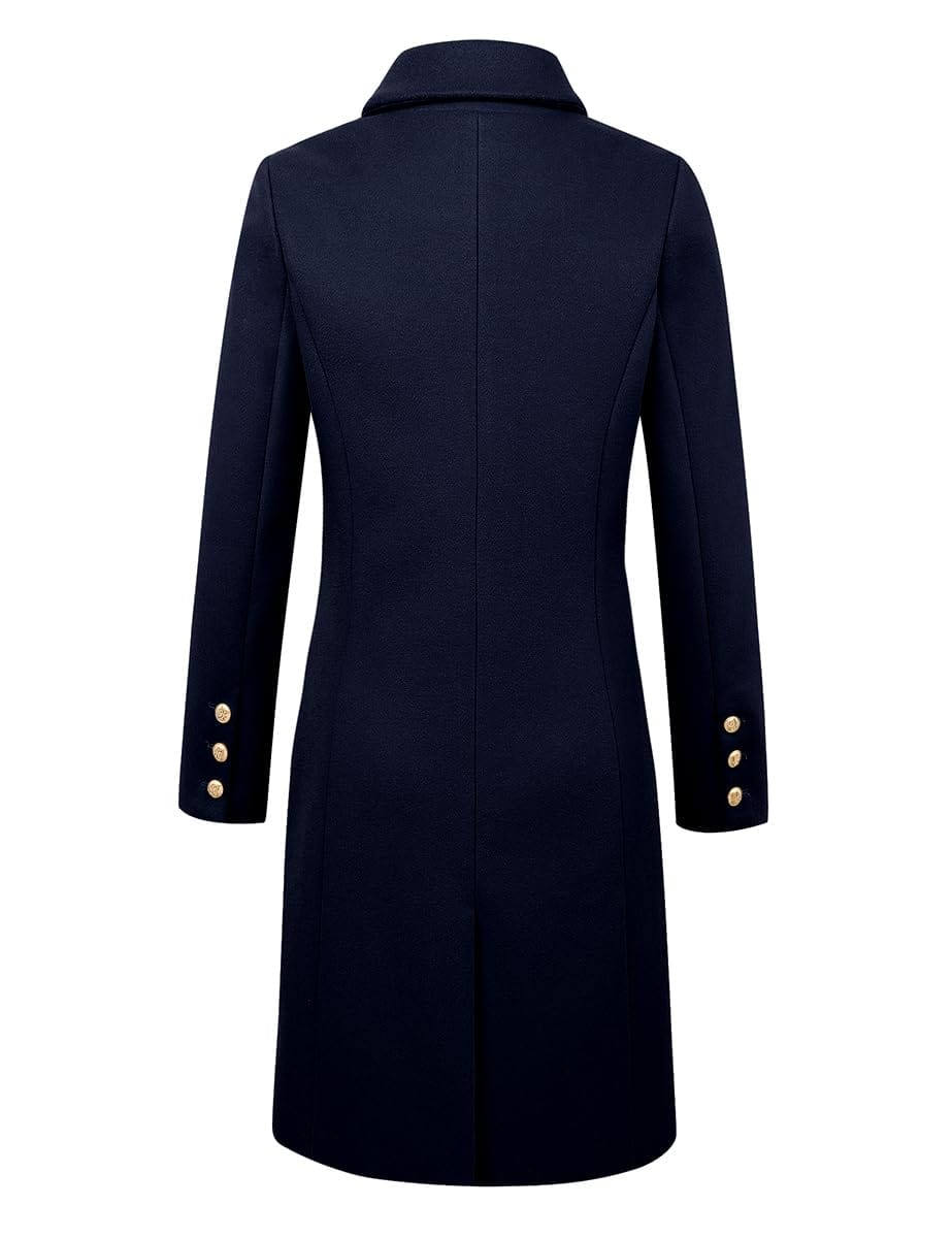 IDEALSANXUN Womens Fall Winter Wool Coats Double Breasted Midi Peacoat Trench Coats