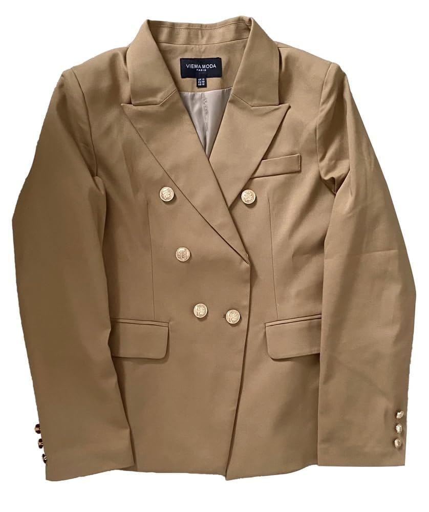 Womens Double Breasted Military Style Blazer Ladies Coat Jacket