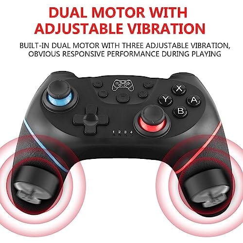 Diswoe Contrôleur sans fil amélioré pour Switch/Lite/OLED Pro Contrôleur pour Switch Remote Joystick Gamepad Prend en charge le réveil, l'axe gyroscopique, le turbo, la double vibration et la fonction de capture d'écran 