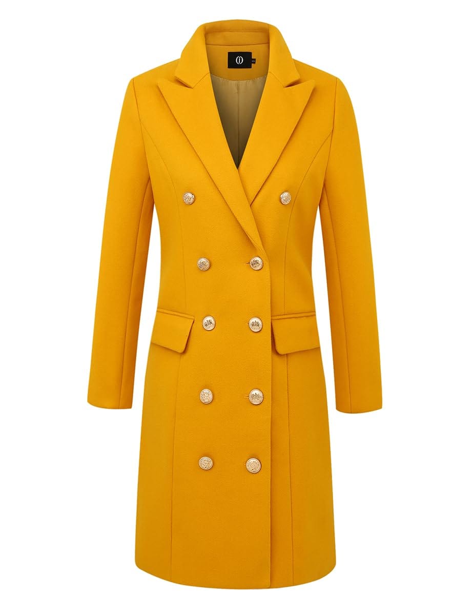 IDEALSANXUN Womens Fall Winter Wool Coats Double Breasted Midi Peacoat Trench Coats