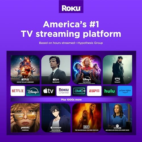 Roku 50" Select Series 4K HDR Smart RokuTV avec télécommande vocale améliorée, image 4K brillante, luminosité automatique et diffusion en continu fluide 