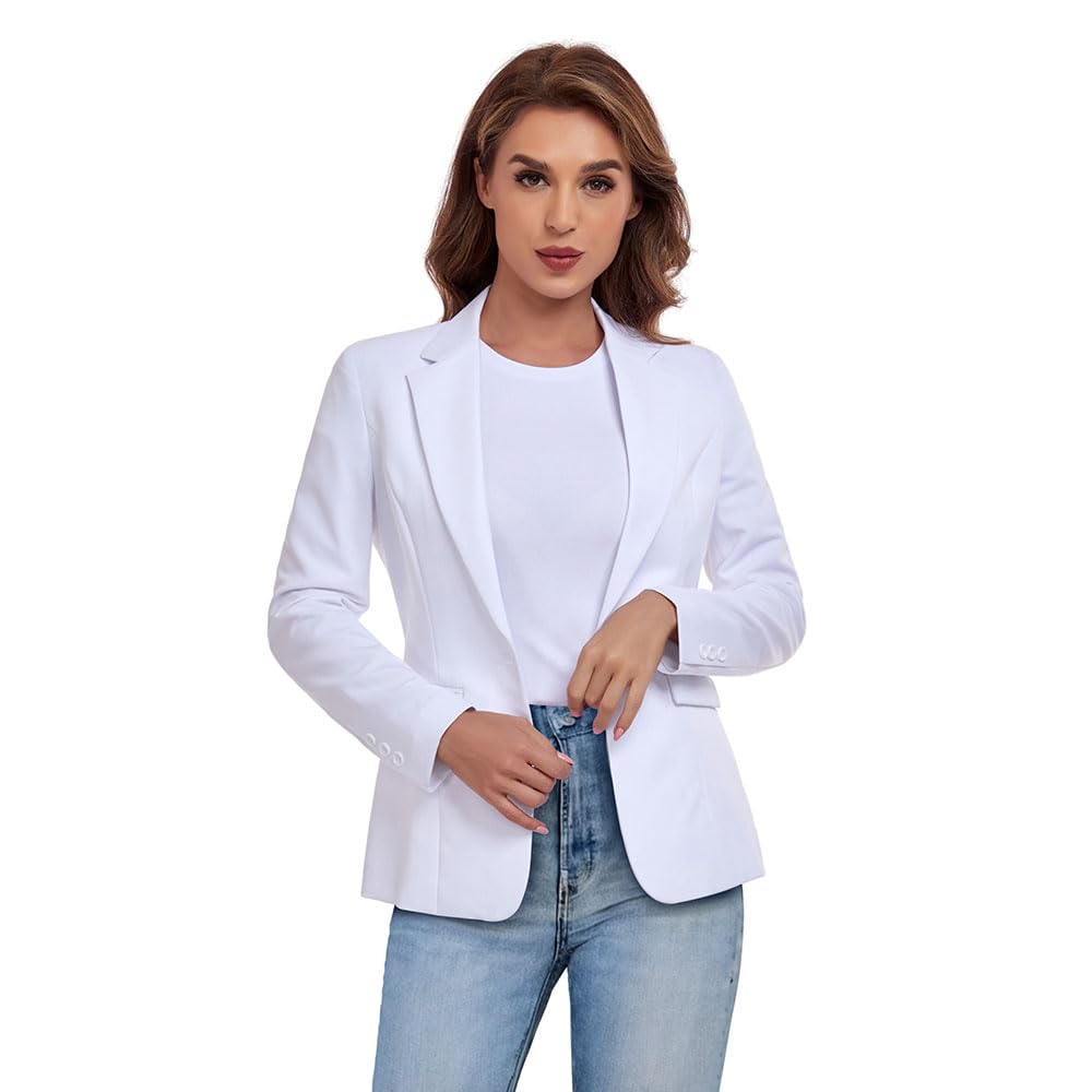 Blazer de oficina para mujer, con un botón, solapa con muescas, para negocios, esmoquin, informal, chaqueta, traje pequeño