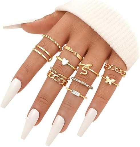 ÌF ME 24 Pcs Gold Vintage Knuckle Rings Set for Women Girls, Boho Dainty Stackable Midi Finger Rings, Snake Butterfly Signet Fashion Ring Pack Jewelry Gifts. Xpress