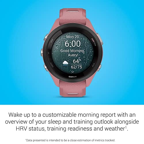 Reloj inteligente para correr Garmin Forerunner 265, pantalla AMOLED colorida, métricas de entrenamiento e información de recuperación, Whitestone y Tidal Blue 