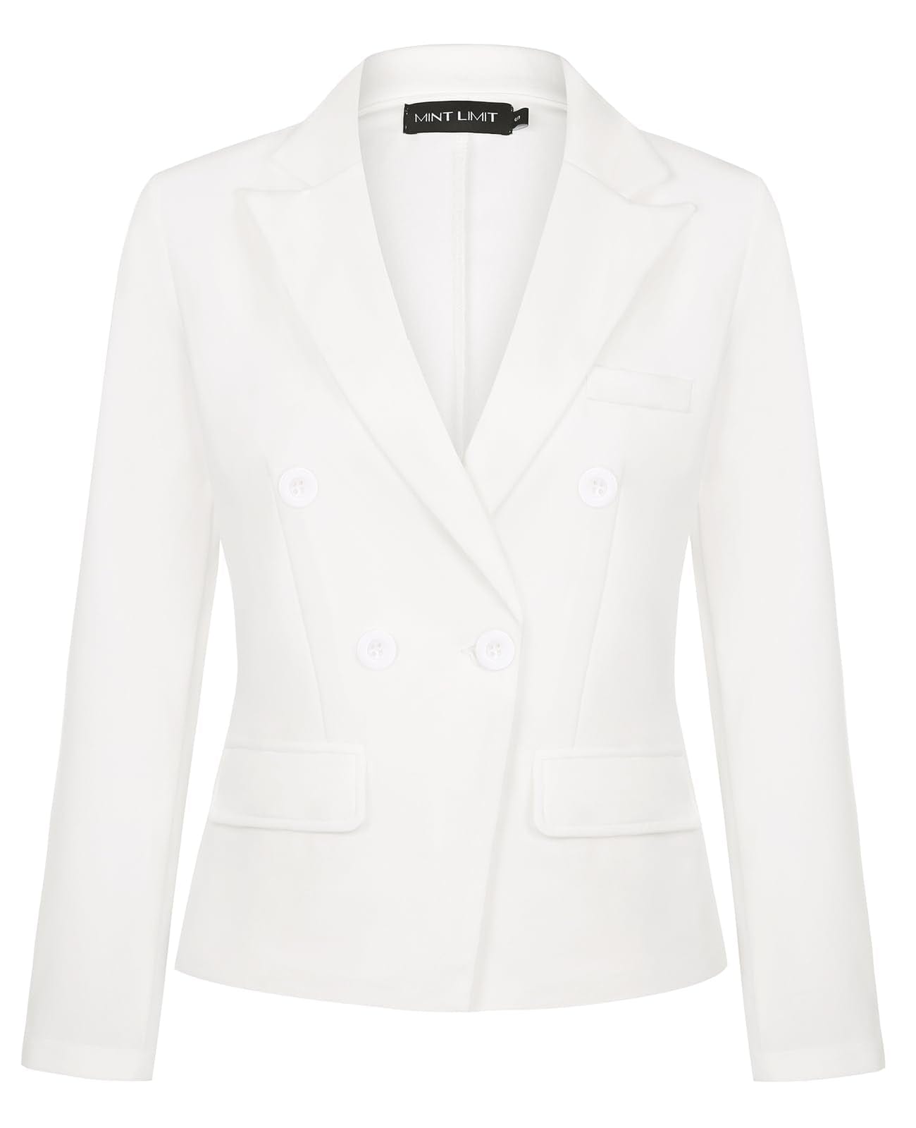 MINTLIMIT Blazers pour femmes d'affaires décontracté à manches longues Blazer court revers en pointe Double boutonnage veste de costume avec poches 