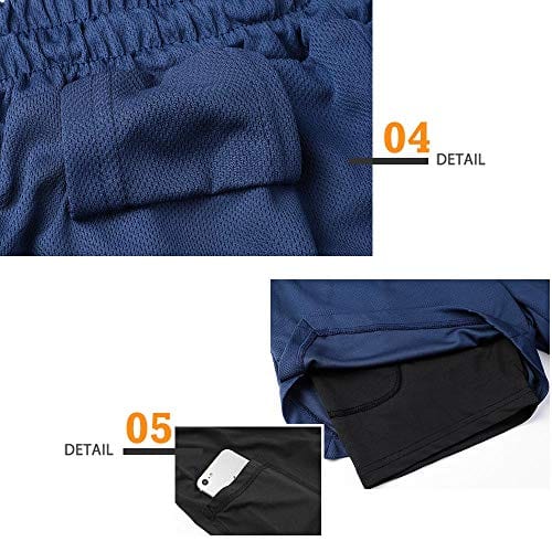 Surenow Mens Running Shorts，Workout Running Shorts for Men，2-in-1 Stealth Shorts，7-Inch Gym Yoga Outdoor Sports Shorts