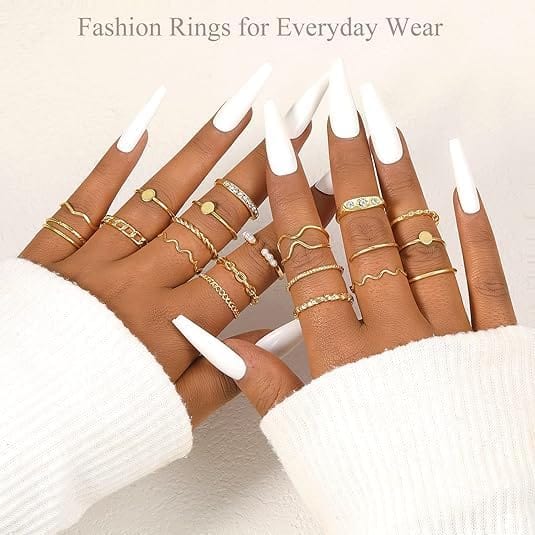 ÌF ME 24 Pcs Gold Vintage Knuckle Rings Set for Women Girls, Boho Dainty Stackable Midi Finger Rings, Snake Butterfly Signet Fashion Ring Pack Jewelry Gifts. Xpress