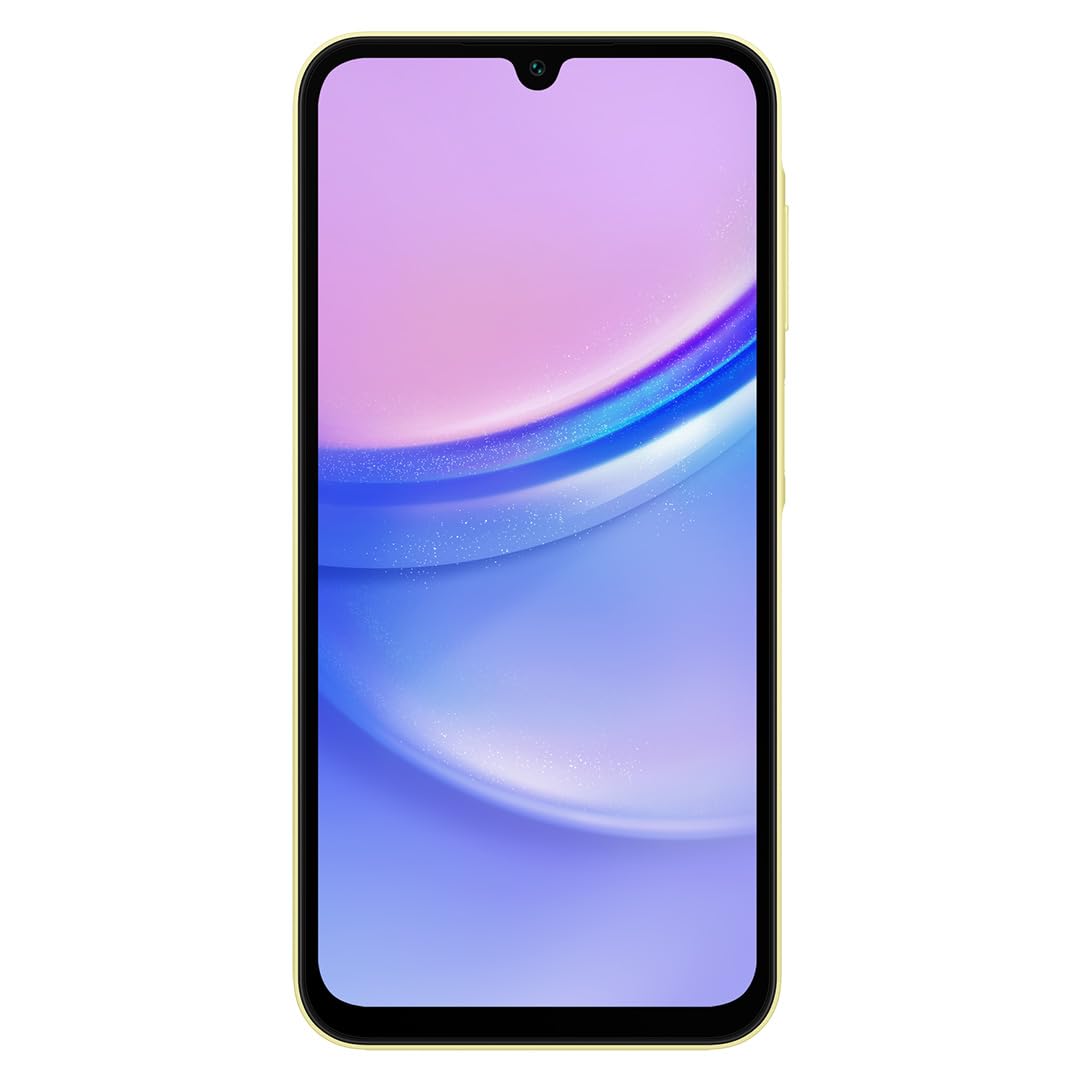 Samsung Galaxy A15 (SM-155M/DSN), 128GB 6GB RAM, Dual SIM, GSM desbloqueado de fábrica, versión internacional (paquete de cargador de pared) (Amarillo) 