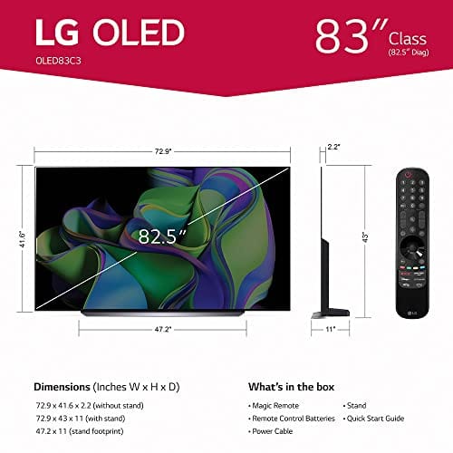 LG C3 Series 65-Inch Class OLED evo 4K Processor Smart Flat Screen TV for Gaming with Magic Remote AI-Powered OLED65C3PUA, 2023 with Alexa Built-in