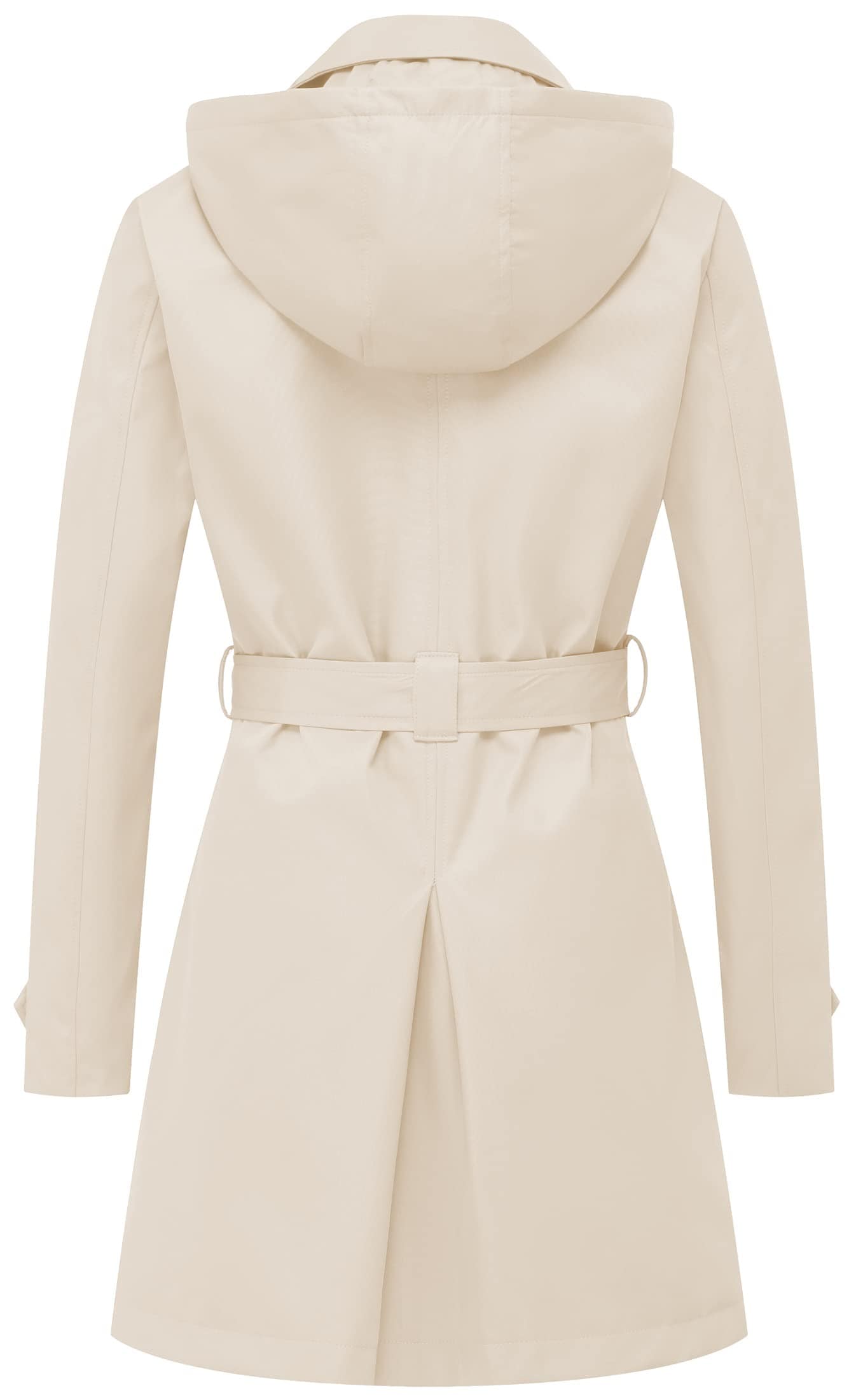 Chrisuno Trench-coat mi-long à double boutonnage pour femme avec ceinture et capuche amovible 