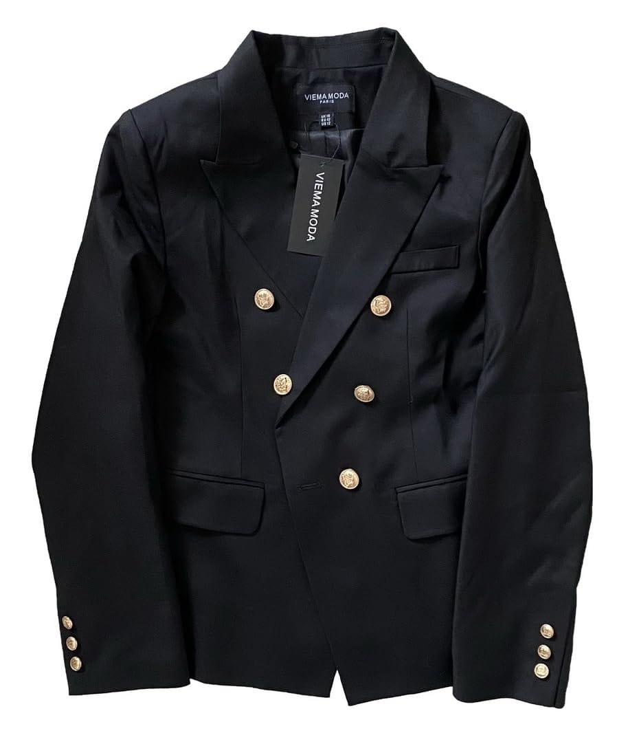 Womens Double Breasted Military Style Blazer Ladies Coat Jacket