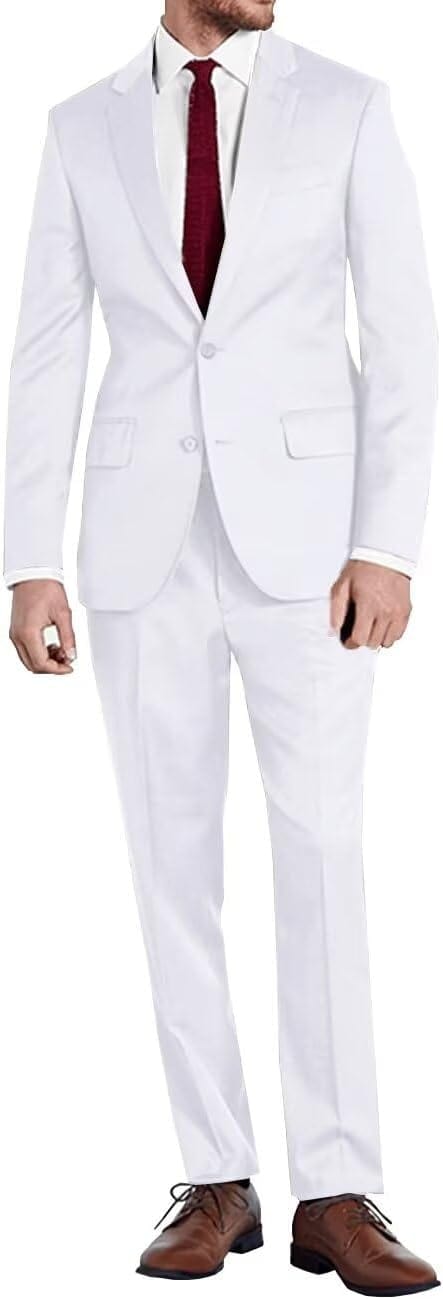 Mens Slim Fit 2 Piece Suit Two Button Notched Lapel Solid Suit Jacket Pants Set Tuxedo for Prom