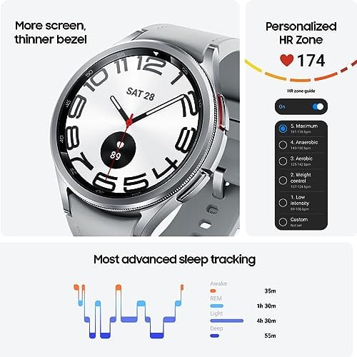 SAMSUNG Galaxy Watch 6 40 mm LTE Smartwatch, tracker d'activité, zones RH personnalisées, coaching avancé du sommeil, moniteur cardiaque, capteur BIA pour les informations sur la santé et le bien-être, grand écran, version américaine, doré 