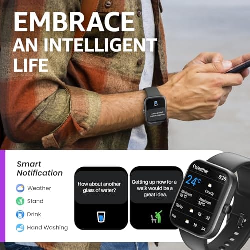 TOZO 2024 New Upgraded Smart Watch for Men Women for iPhone ＆ Android, 1.83" Fitness Tracker Bluetooth Call [Answer/Make], IP68 Waterproof with Heart Rate/SpO2/Sleep Monitor, 100+ Sport Modes