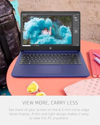 Ordinateur portable HP 14, Intel Celeron N4020, 4 Go de RAM, 64 Go de stockage, écran HD micro-bord de 14 pouces, Windows 11 Famille, fin et portable, graphiques 4K, un an de Microsoft 365 (14-dq0040nr, blanc flocon de neige) 