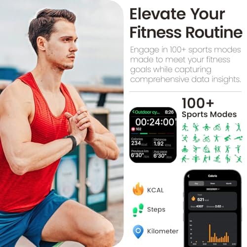 TOZO S4 AcuFit One Reloj inteligente Pantalla AMOLED de 1,78" para hombres y mujeres, Bluetooth Call Dial Fitness Tracker, Frecuencia cardíaca y oxígeno en sangre, Monitor de sueño, IP68 a prueba de agua, entrenamiento para iOS Android 