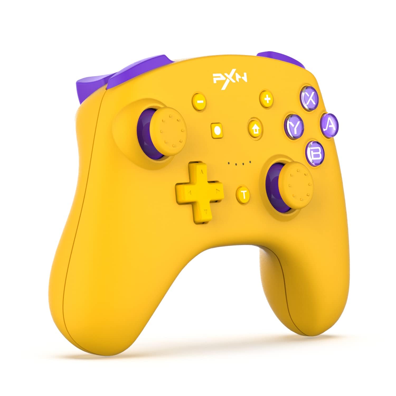 PXN 9607X Contrôleur Switch Pro sans fil, manette de jeu double choc, prise en charge NFC, Turbo, réveil, axe gyroscopique, vibration pour Switch/Lite/OLED et PC et IOS (Jaune) 