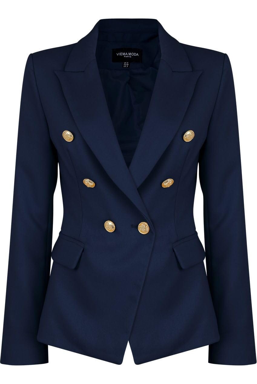 Womens Double Breasted Military Style Blazer Ladies Coat Jacket