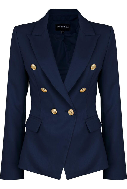 Womens Double Breasted Military Style Blazer Ladies Coat Jacket