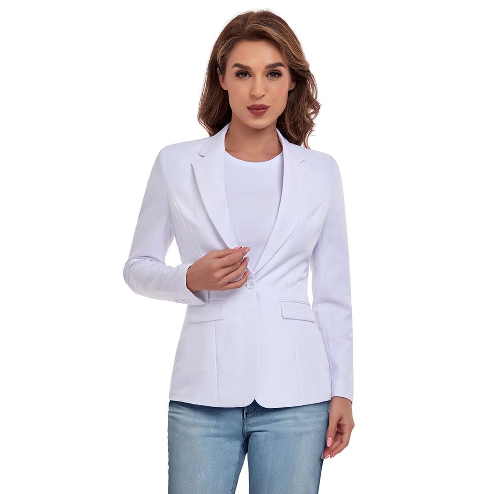 Blazer de bureau pour femmes, un bouton, revers cranté, smoking d'affaires, jolie pochette, costume Petite