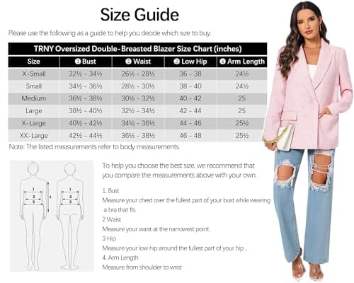 Women's Oversized Double-Breasted Suit Blazer Jacket Long Sleeve Casual Boyfriend Style Work Office Blazer with Pockets