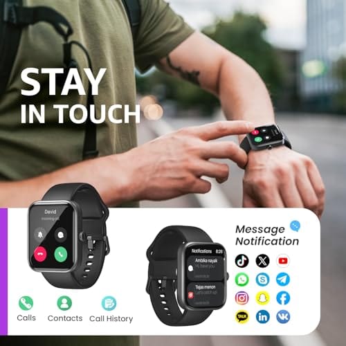 TOZO 2024 Nouvelle montre intelligente améliorée pour hommes et femmes pour iPhone et Android, 1,83" Tracker d'activité Appel Bluetooth [Réponse/Faire], étanche IP68 avec moniteur de fréquence cardiaque/SpO2/Sommeil, plus de 100 modes sportifs 