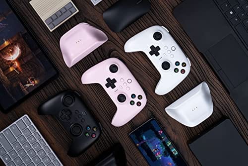 8Bitdo Ultimate Manette sans fil 2,4 g avec station de chargement, mise à jour du joystick à effet Hall, manette de jeu Pro avec boutons arrière et fonction Turbo pour PC, Android, Steam Deck et Apple (violet) 