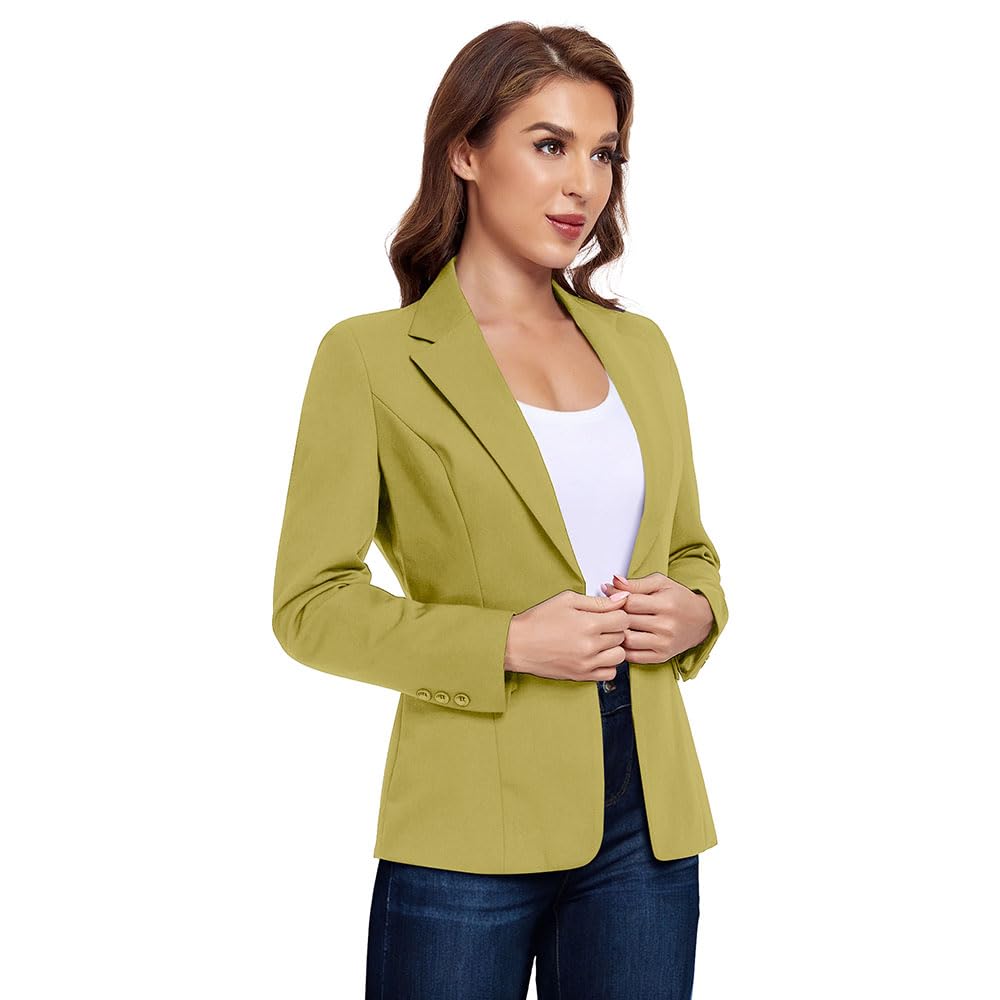 Blazer de bureau pour femmes, un bouton, revers cranté, smoking d'affaires, jolie pochette, costume Petite