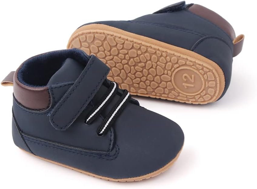 Meckior Toddler Baby Boys Girls High Tops Ankle Sneakers Soft Anti-Slip Sole PU Leather Moccasins Infant Newborn Prewalker First Walking Crib Shoes Xpress