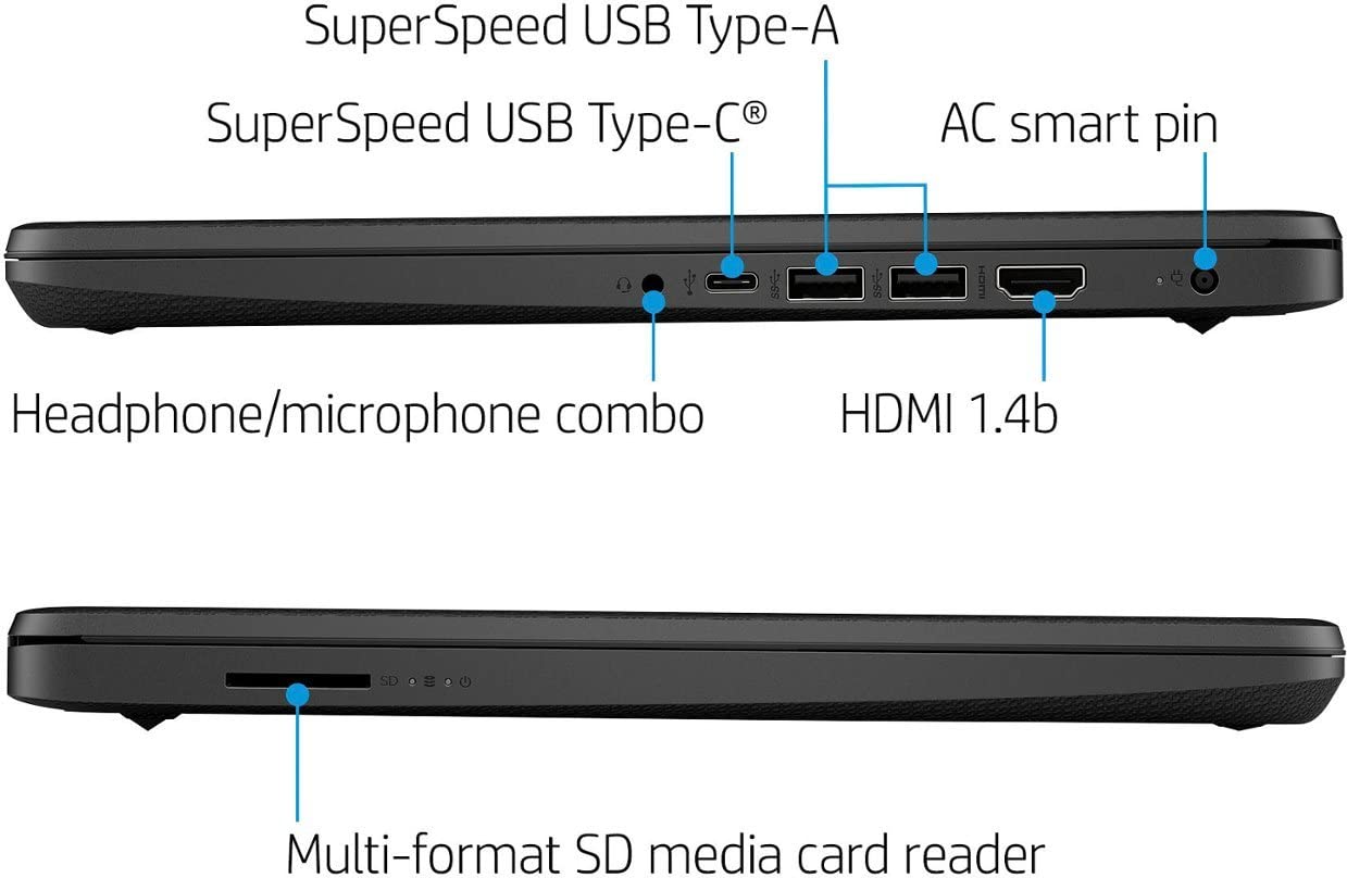 Ordinateur portable HP 14, Intel Celeron N4020, 4 Go de RAM, 64 Go de stockage, écran HD micro-bord de 14 pouces, Windows 11 Famille, fin et portable, graphiques 4K, un an de Microsoft 365 (14-dq0040nr, blanc flocon de neige) 