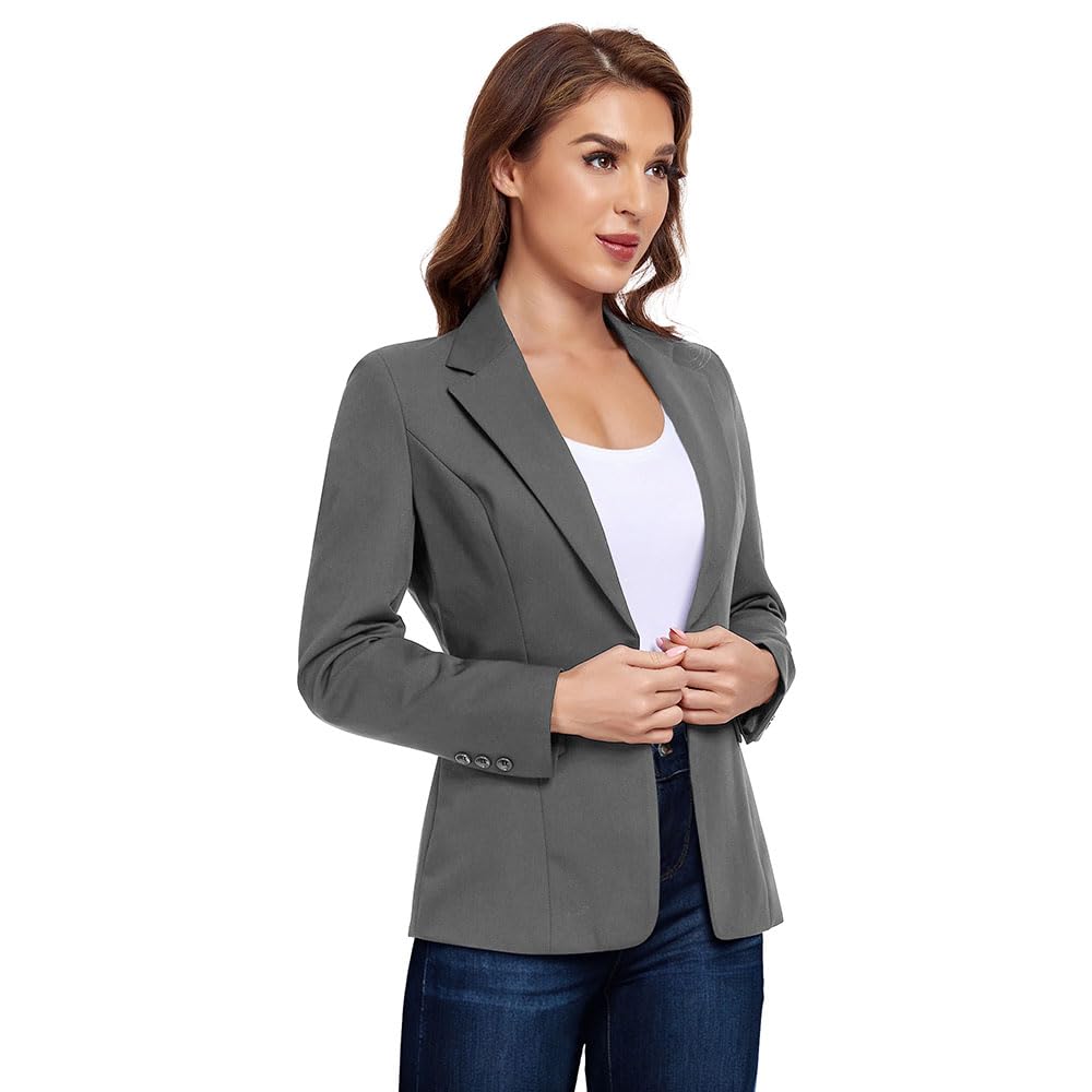 Blazer de oficina para mujer, con un botón, solapa con muescas, para negocios, esmoquin, informal, chaqueta, traje pequeño