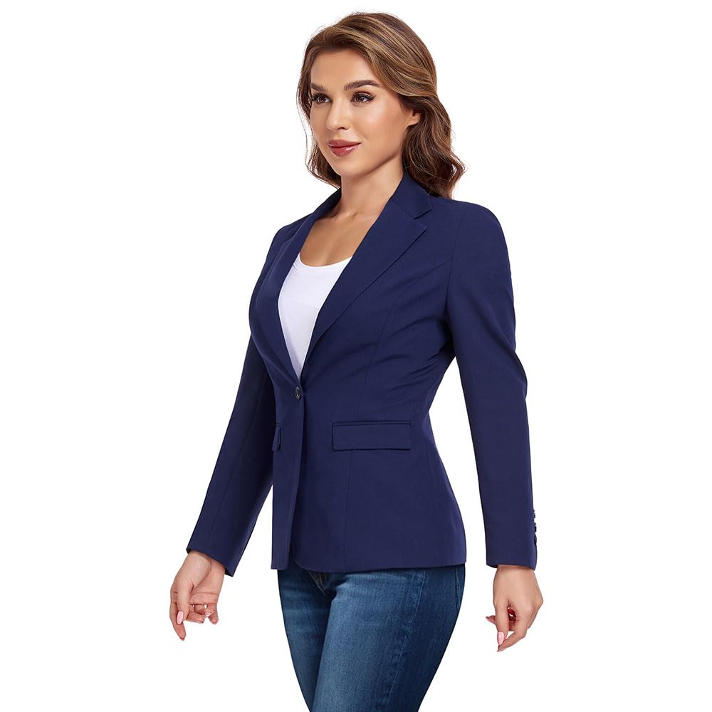 Blazer de oficina para mujer, con un botón, solapa con muescas, para negocios, esmoquin, informal, chaqueta, traje pequeño