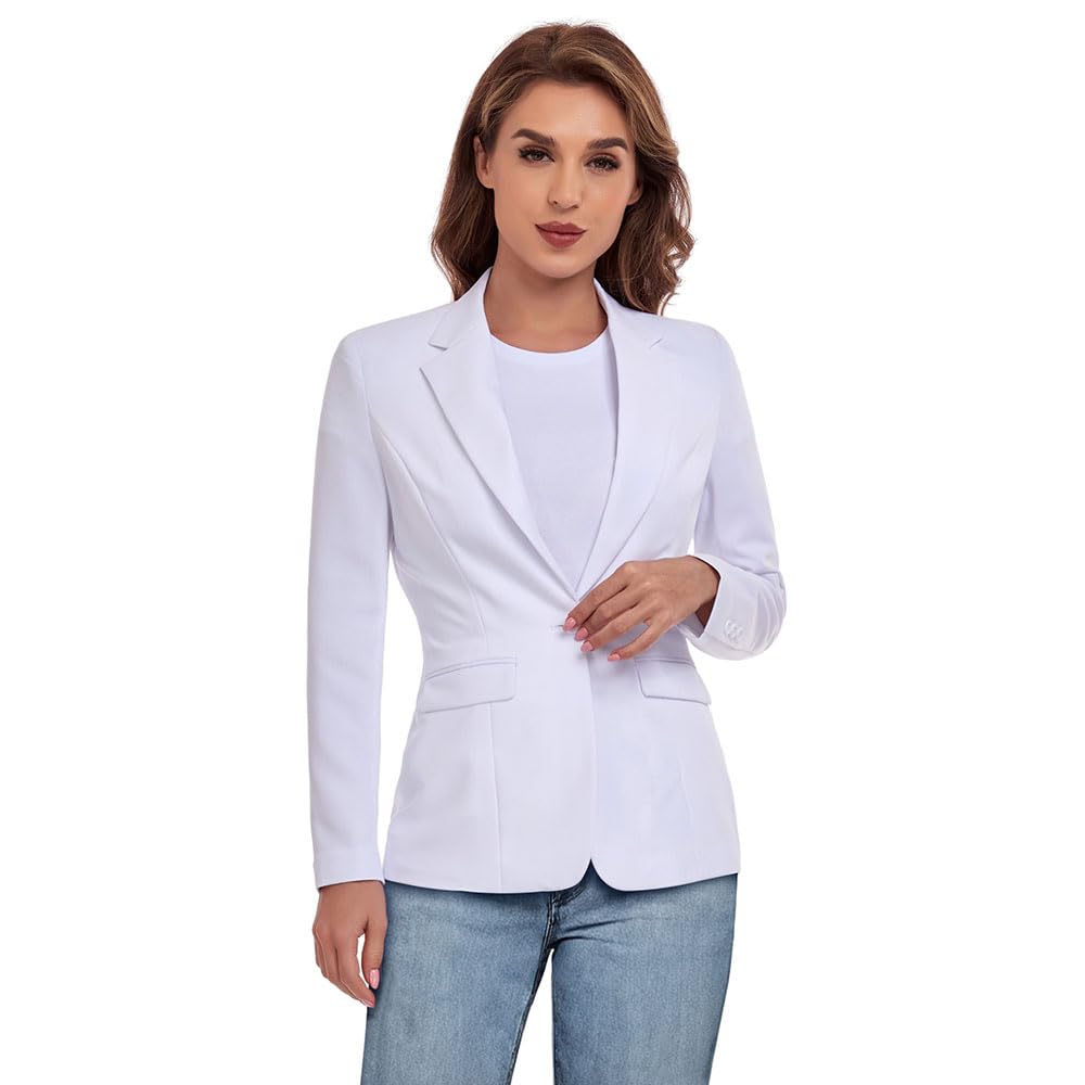 Blazer de bureau pour femmes, un bouton, revers cranté, smoking d'affaires, jolie pochette, costume Petite