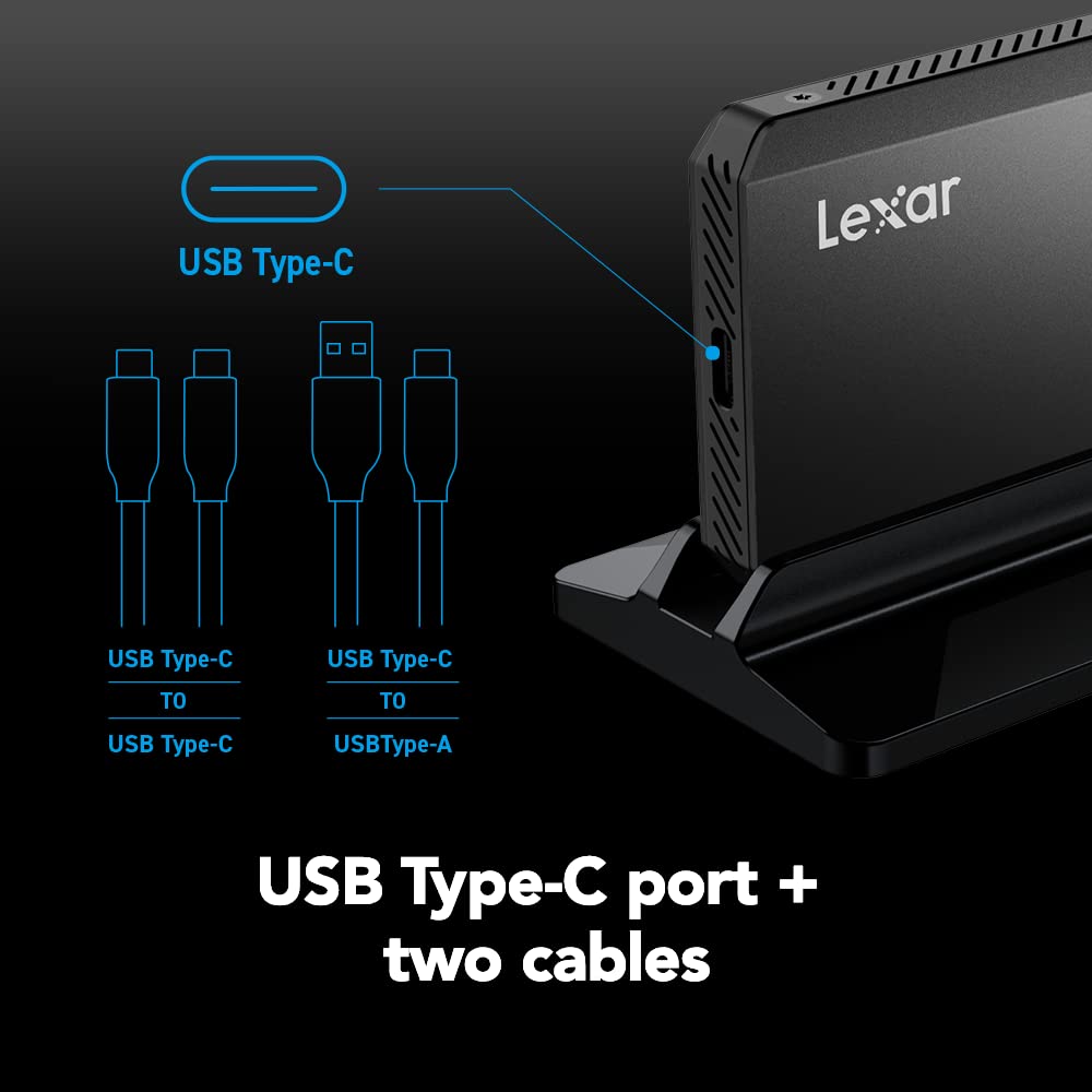 Lexar 2TB SL500 Portable SSD, Up to 2000 MB/s Read, Compatible w/Type-C Laptops, iPhone 15, Smartphones, Tablets, PS5, Xbox, USB 3.2 Gen 2x2, Slim and Lightweight, External SSD (LSL500X002T-RNBNU)